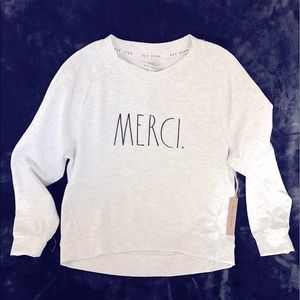 NWT Rae Dunn “Merci” Sweatshirt, size Small